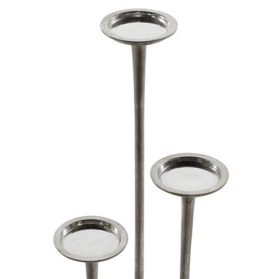 Elegant Trio Silver Aluminum Floor Candle Holders, Set of 3