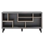 Nahmene Wood TV Stand in Distressed Gray and Taupe - Furniture of America