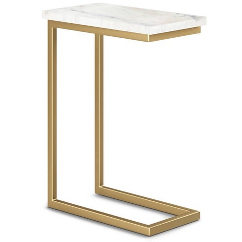 Rhonda C Side Table Gold Wyndenhall Industrial Style Marble Top End Table For Living Room Target