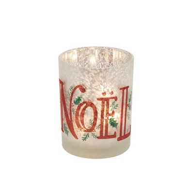 Transpac Glass 4.92 in. Multicolor Christmas Light Up Noel Vase