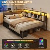 Full Size Bed Frame with Headboard and Storage Drawers Full Metal Platform Corner Bed Frame with Charging Station and LED Lights - 4 of 4