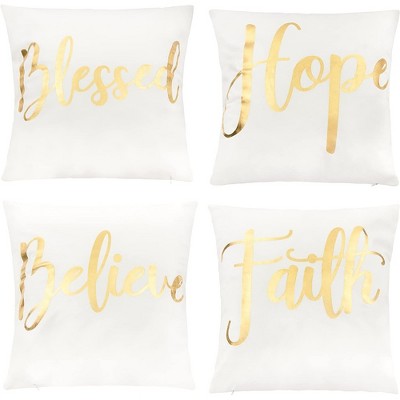 Juvale 4 Pack Decorative Throw & Couch Pillow Covers for Birthday Party Supplies & Decor, White, 18 x 18 in