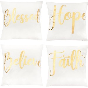 Juvale 4 Pack Decorative Throw & Couch Pillow Covers for Birthday Party Supplies & Decor, White, 18 x 18 in - 1 of 4