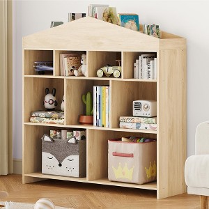 Toy Storage Organizer 9-Cubby Kids Bookshelf 40.7in Width Bookcase Toddlers Playhouse Cabinet Shelf - 1 of 4