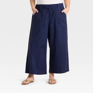 Women's High-Rise Wide Leg Cropped Drawstring Pants - Ava & Viv™ - 1 of 3