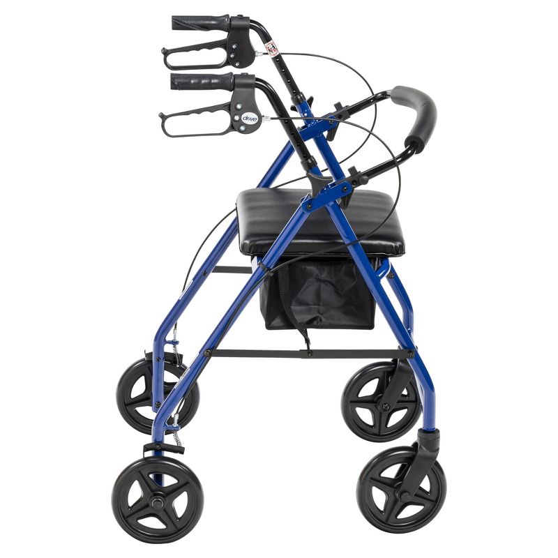 Drive Medical Aluminum Rollator with Fold Up and Removable Back Support and Padded Seat, Blue, 3 of 10