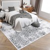 Vintage Area Rug 5x7 Machine Washable Living Room Rug, Non-Slip Non-Shedding Distressed Carpet, Low Pile Indoor Foldable Printed Floral Rug - 4 of 4
