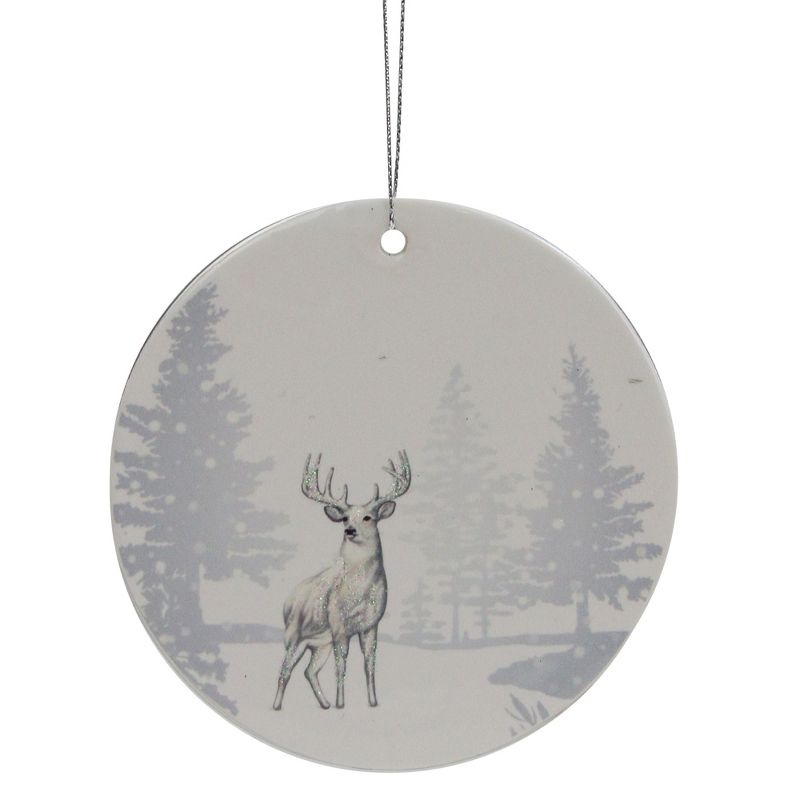 Northlight 4" Silver Reindeer Disc Christmas Ornament, 1 of 6