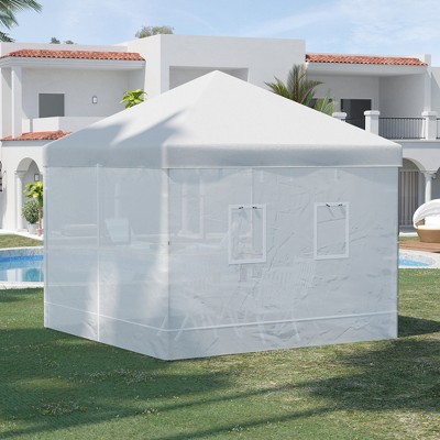 White Polyester 10' x 10' Canopy Gazebo Insect Mesh with Service Windows