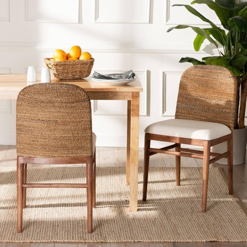 Bali Pari 2pc Nadim Natural Seagrass And Acacia Wood Dining Chair Set White natural Brown natural Seagrass Target