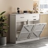 White Tilt Out Trash Cabinet with 2 drawer , Deodorising Function, Holds Up to 2x10 Gallons Capacity for Kitchen and Dining Room, and Laund - 3 of 4
