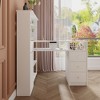 White Nail Table with Built-in Dust Extractor, Tempered Glass Display, Gold Handles Nail Salon Station Makeup Vanity Makeup Table - 2 of 4