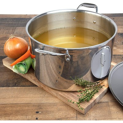 16 Quart Polished Stainless Steel Stock Pot with Lid