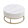 MDF, Metal, and Plastic Round Modern Coffee Table with Drawers, Sturdy Construction, and Easy Assembly - 4 of 4
