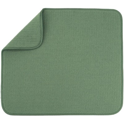 LunaLulinlk Dish Drying Mat, 16” x 18”, Absorbent Microfiber Kitchen Counter Mat, Dish Drying Pad for Dishes, Utensils, Pots and Pans Green