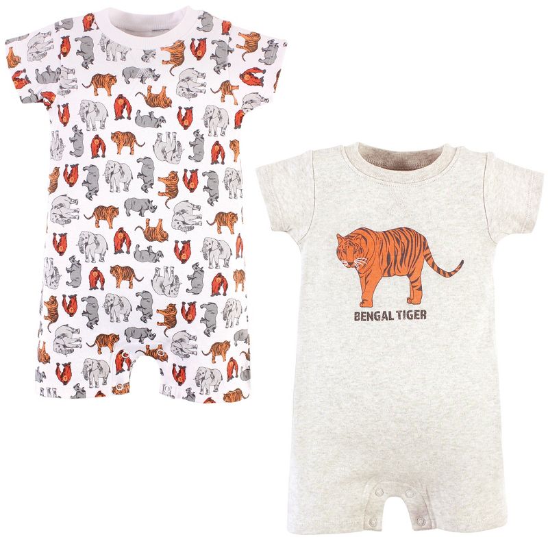 Touched by Nature Unisex Baby Organic Cotton Rompers, Endangered Tiger, 1 of 6