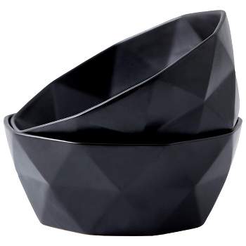 Bruntmor 13Oz Geometric Ceramic Bowls Set of 6, Black