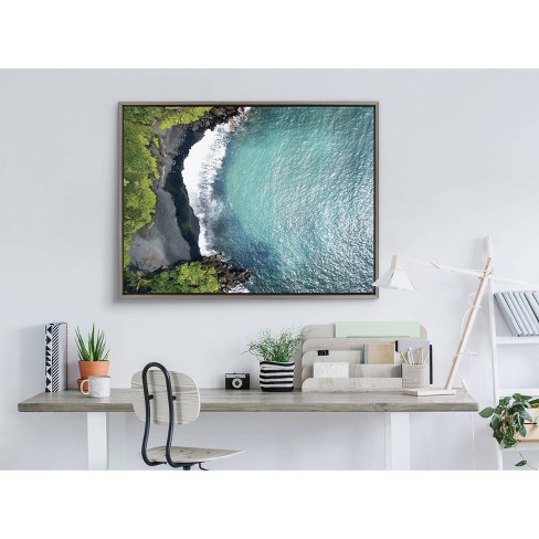 Sylvie Maui Black Sand Beach 1 by Rachel Dowd Framed Wall Canvas Gray - Kate & Laurel All Things Decor - image 1 of 4