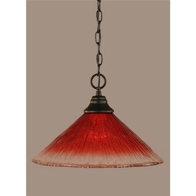 Toltec Lighting Any 1 - Light Pendant in  Matte Black with 16" Raspberry Crystal Shade