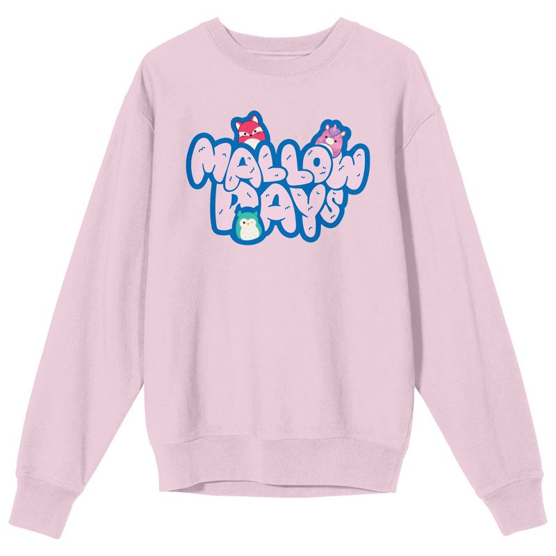 Squishmallows Mallow Days Crew Neck Long Sleeve Cradle Pink Adult Sweatshirt, 1 of 3