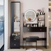 KTMBDW Vanity Desk with Mirror and Lights, Makeup Vanity with 4 Drawer & Storage Shelves, 3 Lighting Modes, Bedroom Dressing Table - 4 of 4