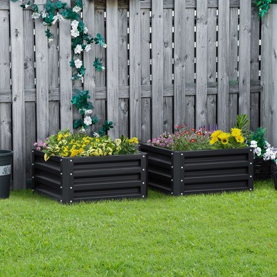 2-Pack Dark Gray Galvanized Steel Raised Garden Bed Planters