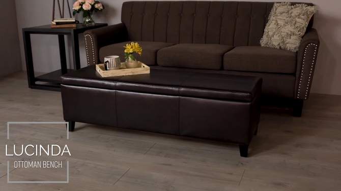 Lucinda Faux Leather Storage Ottoman Bench - Christopher Knight Home, 2 of 7, play video