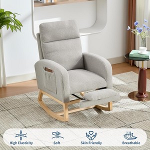 Rocking Chair Nursery, Modern Upholstered Glider Rocker with Side Pocket, High Backrest Padded Seat Accent Armchair for Living Room, Nursery, Bedroom - 1 of 4