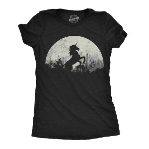 Womens Funny T Shirts Moon Unicorn Fantasy Graphic Tee For Ladies - Crazy Dog Women's T Shirt - 1 of 4