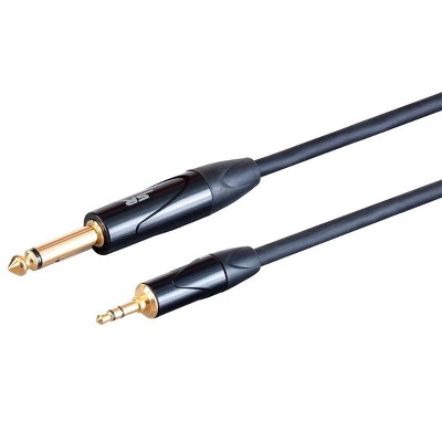 Monoprice Pro Audio Cable - 3 Feet - Black | 1/4 inch TS Male Connector to 1/8 inch TRS Male Connector, Heavy Gauge 24AWG On Tour Cables, Gold Plated