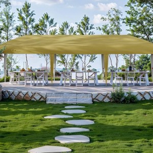 GustoWave Portable Outdoor 10x30 Ft Pop Up Canopy with 8 Sidewalls for camping - 1 of 4