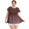 Agnes Orinda Women's Plus Size Chiffon Smock Waist Ditsy Floral Peplum Casual Blouses - 3 of 4