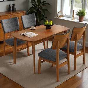 Mshliw 5-Piece Dining Table Set with Upholstered Chairs, Rubberwood Frame, Ergonomic Backrests, for Kitchen or Dining Room - 1 of 4