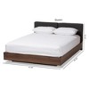 Queen Iselin Finished Storage Platform Bed Dark Gray/Walnut Brown - Baxton Studio - 4 of 4