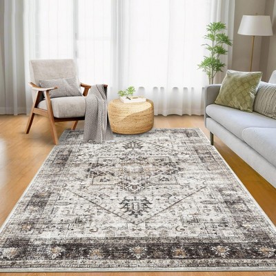 TROPOW Easy-Clean Stain-Resistant Carpet Distressed Rug