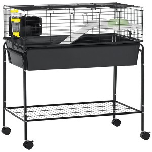 PawHut Two-Story Small Animal Cage Removable from Stand, Guinea Pig, Hedgehog, Chinchilla, Ferret, Shelf & Wheels - 1 of 4