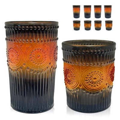 Artland Orange & Black Highball and DOF Glass - Set of 8