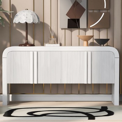 63" Wooden Console Table, Accent Sideboard Buffet Cabinet With Adjustable Shelves,Narrow Sofa Foyer Table for Living Room Hallway Entryway