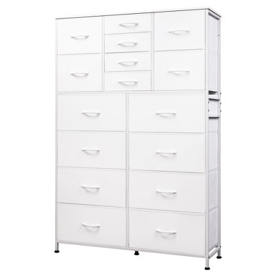 16-Drawer Tall Fabric Dresser Storage Tower with Steel Frame, Chest of Drawers Organizer Unit