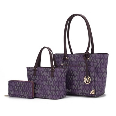 MKF Collection Lady II M Signature Large Tote, Small Tote & Wallet Set Vegan Leather, Stylish Women’s Handbag M Design by Mia K