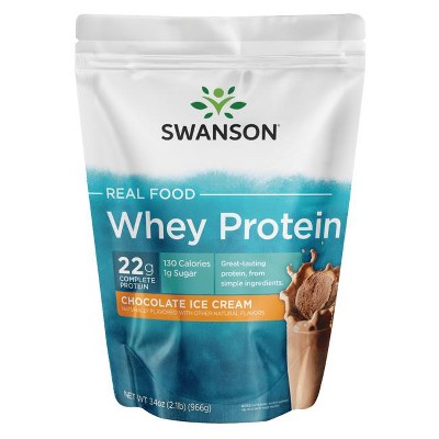 Swanson Real Food Whey Protein - Chocolate Ice Cream 34 oz Powder.
