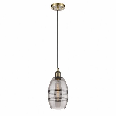Vaz - 1 Light Cord Hung Mini Pendant In Industrial Style-8.13 Inches Tall and 5.88 Inches Wide