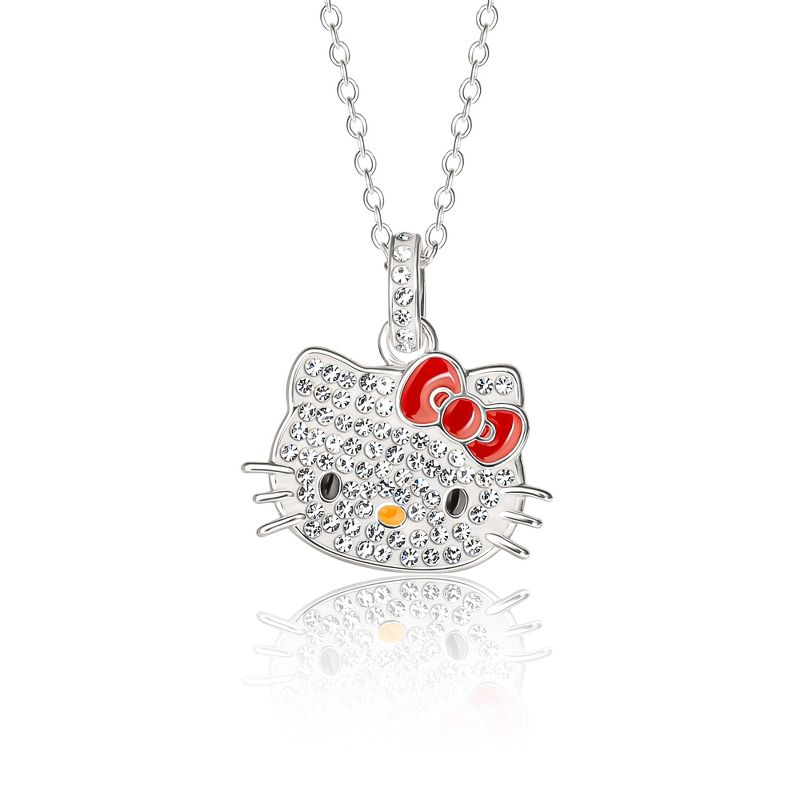 Sanrio Hello Kitty Silver Plated Crystal Pendant, 1 of 4