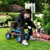 Tangkula Rolling Garden Cart Work Seat Height Adjustable Swivel Stool Cart with Removable Cushion & 2 Steering Handles - 2 of 4