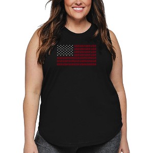 LA Pop Art Women's Word Art Tank Top - USA Flag - 1 of 4