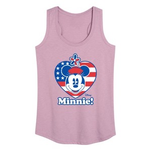 Women's - Disney - Minnie Flag Heart Graphic Racerback Tank - 1 of 4