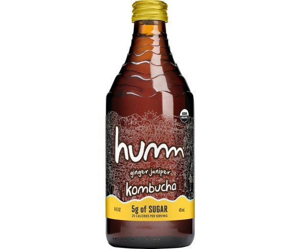 Humm Organic Vegan Ginger Juniper Low Sugar Kombucha - 14 fl oz