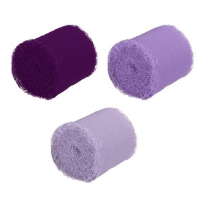 Unique Bargains Handmade Fringe DIY Decor Wedding Gift Wrapping Chiffon Ribbon 3 Rolls - 1 of 4