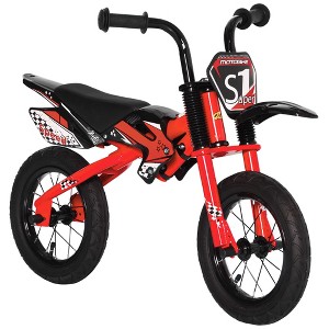 Qaba 12" Kids Balance Bike, No Pedal Training Bicycle, Motorbike Look, Steel Frame, with Inflatable Rubber Tires, Handlebar, for 3-6 Years Old, Red - 1 of 4