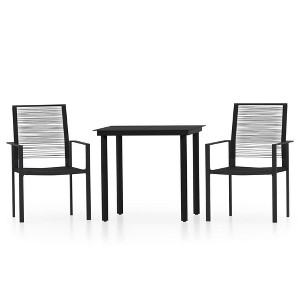 vidaXL Dining Set Black Powder-coated steel, PVC hollow rattan, glass - 31.5" table length 2 - 1 of 4